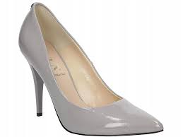 šedé lakované dámské lodičky na podpatku z kůže Sala 36,5