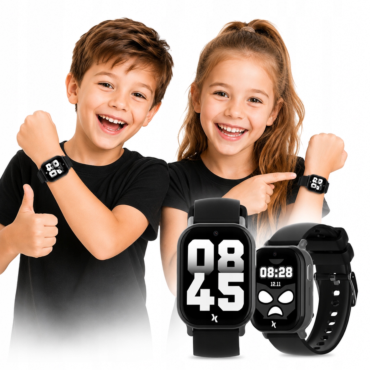 Smartwatch dla dziecka FW49 Kiddo 2 4G Czarny Dokładny Gps Połączenia Sms