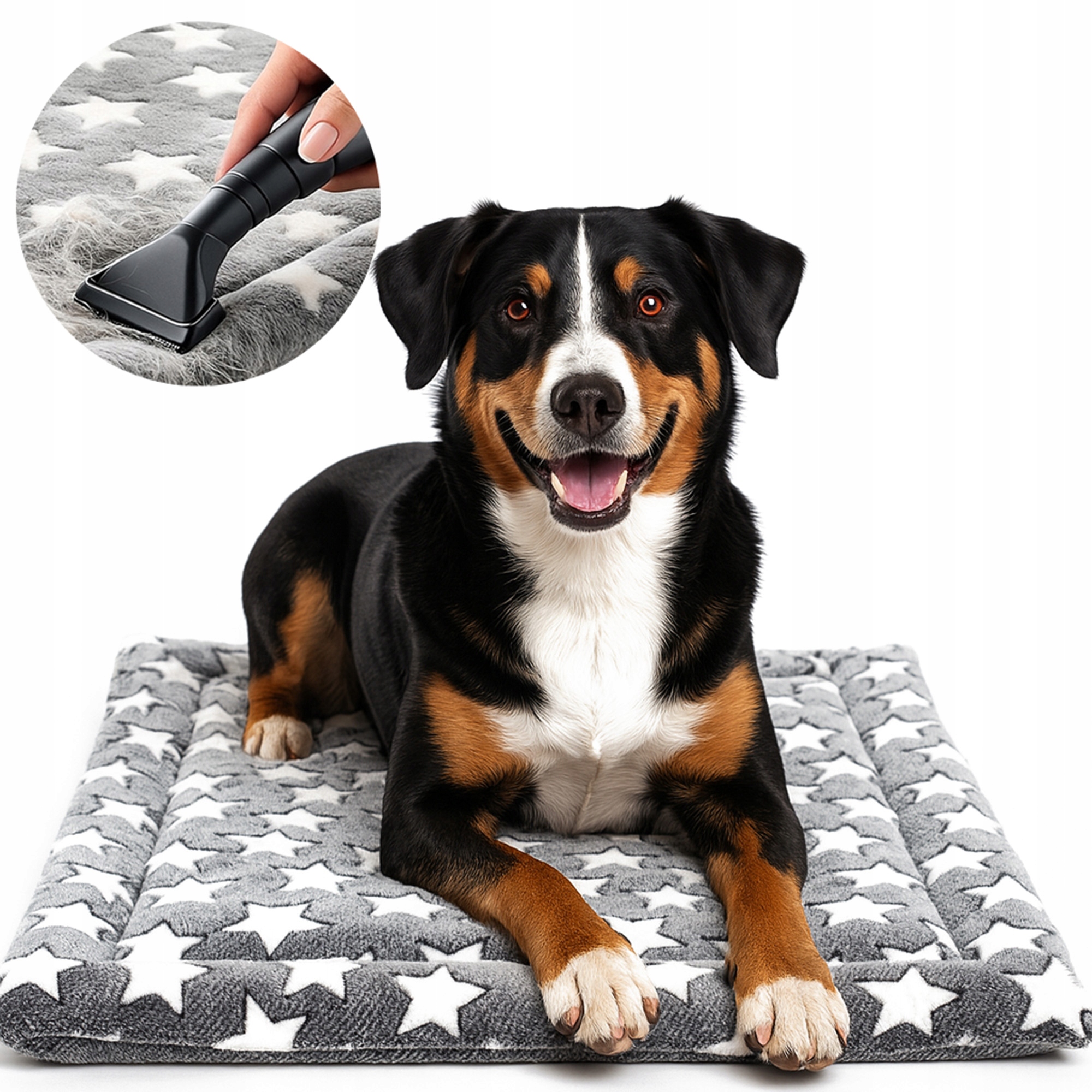 Podložka pro psa 80×60 Teplé Kožíšek Voděodolná Len hvězdičky Oboustranná