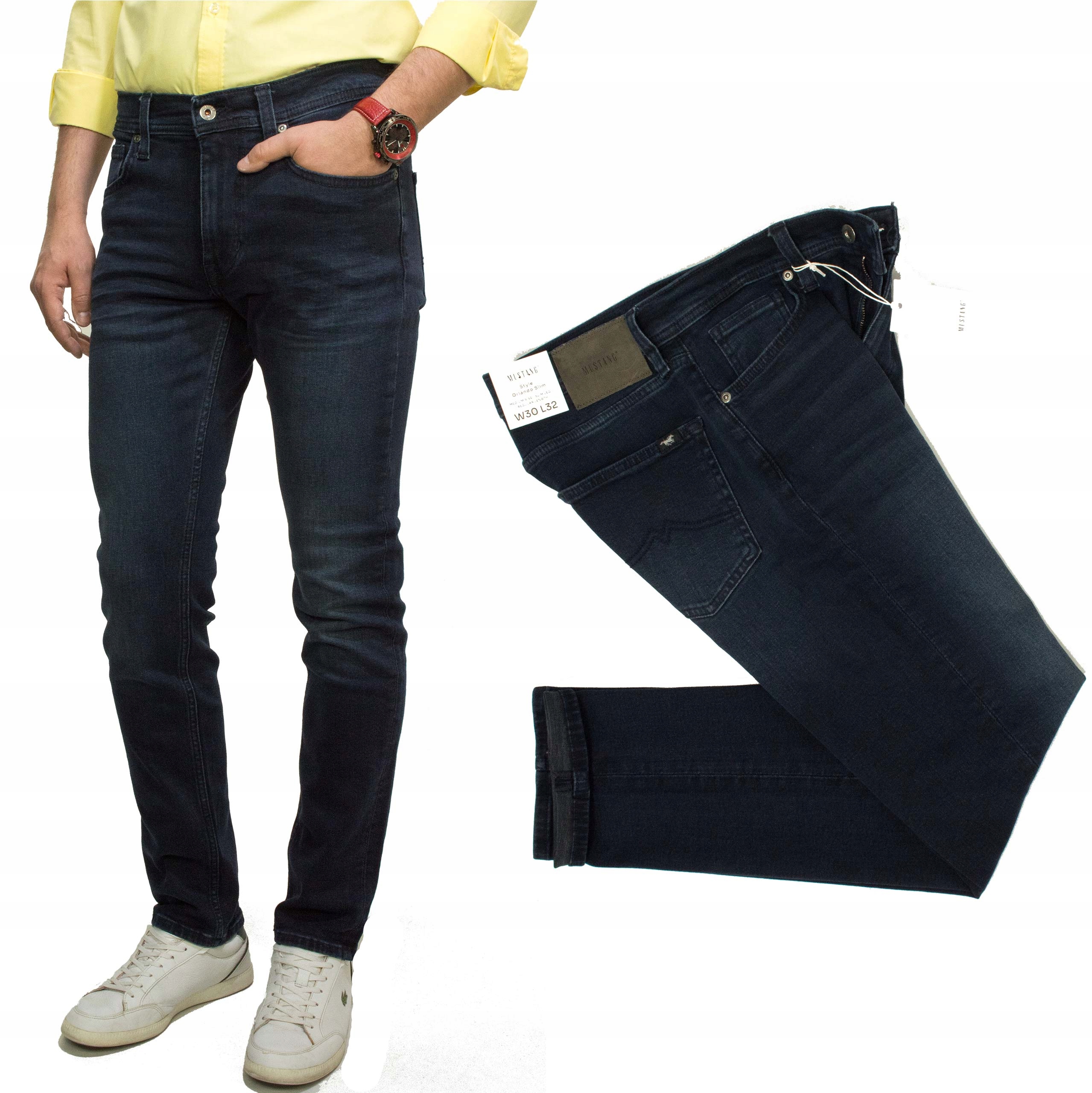 Mustang Orlando Slim Ink 983 spodnie męskie jeansy Regular W35 L34