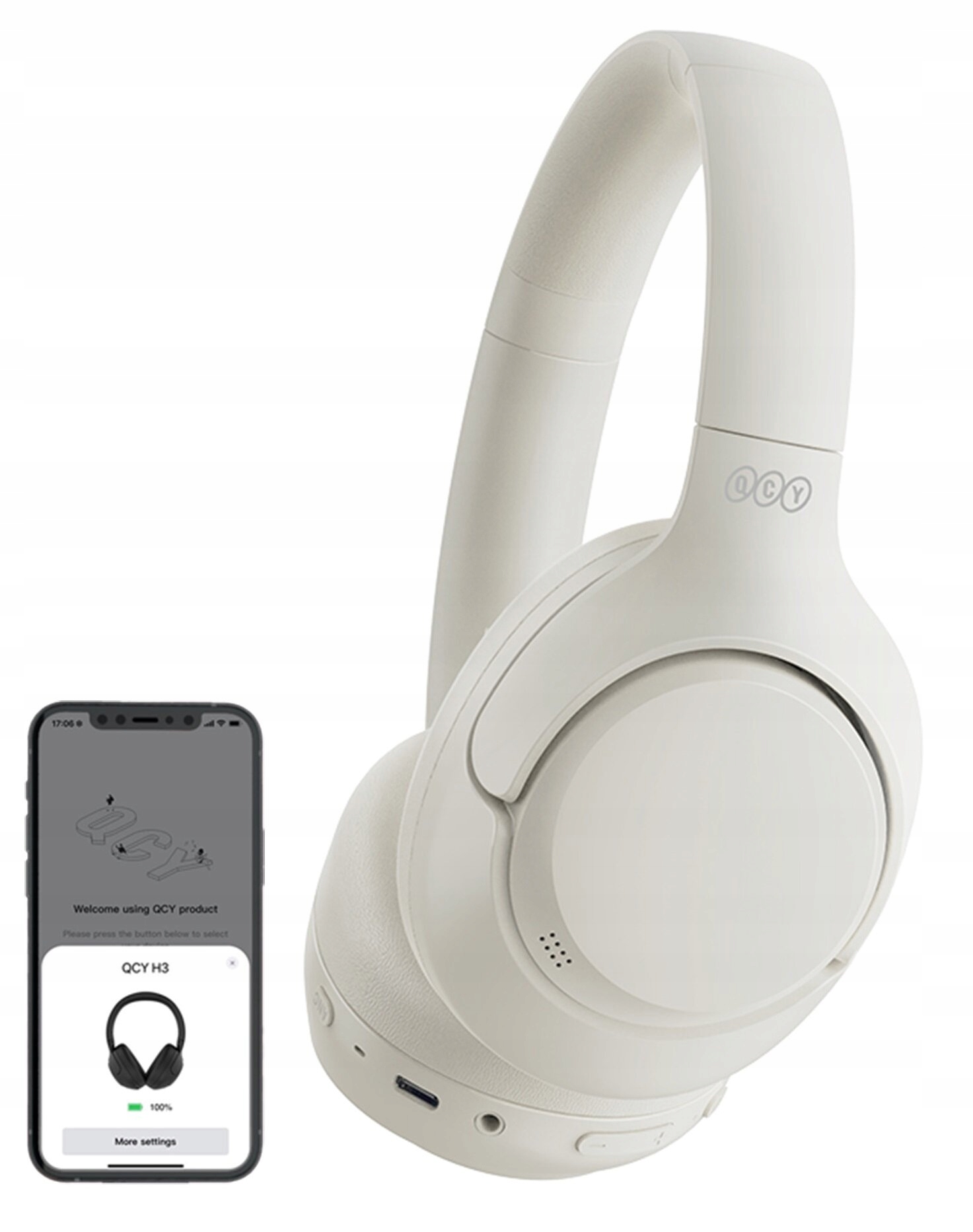 Słuchawki bezprzewodowe nauszne Qcy H3 Biały
