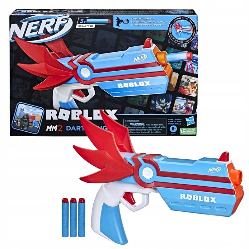 Nerf Roblox MM2 Dartbringer Plastic Gun 3 Dart Internal Clip GUN