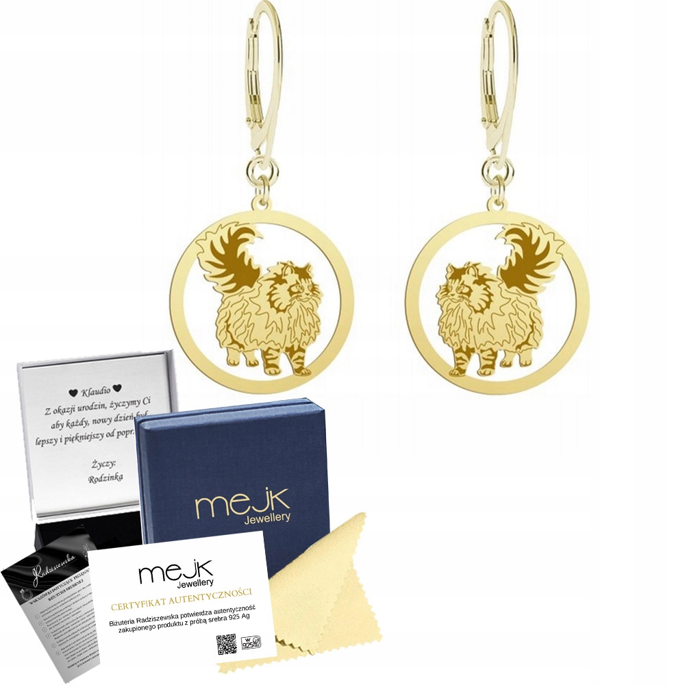 Náušnice Zlaté s norskou lesní kočkou 925 Dárek Šperky Dárek Gravírování
