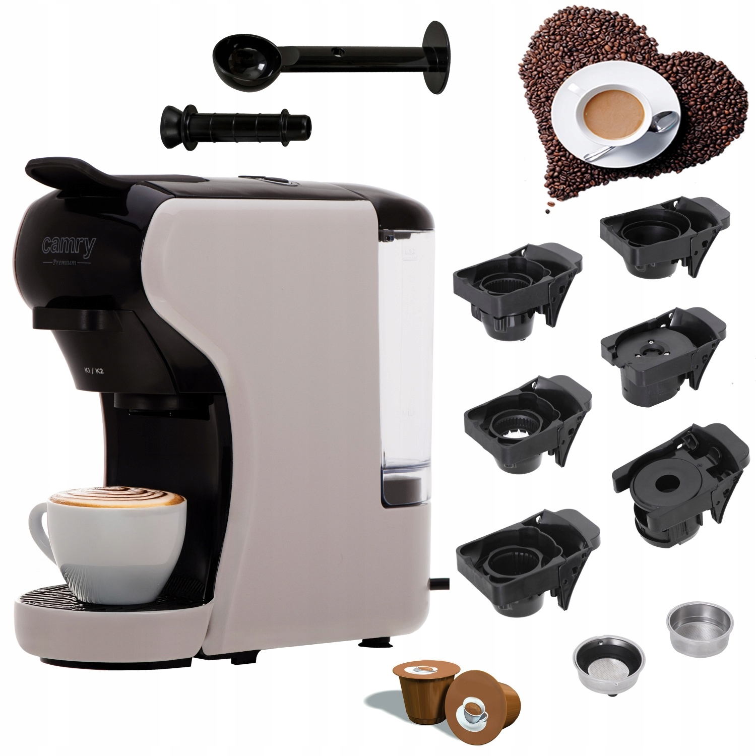 Kávovar Na Kapsuly 5v1 na mletú kávu, vrecúška Nespresso Dolce Gusto