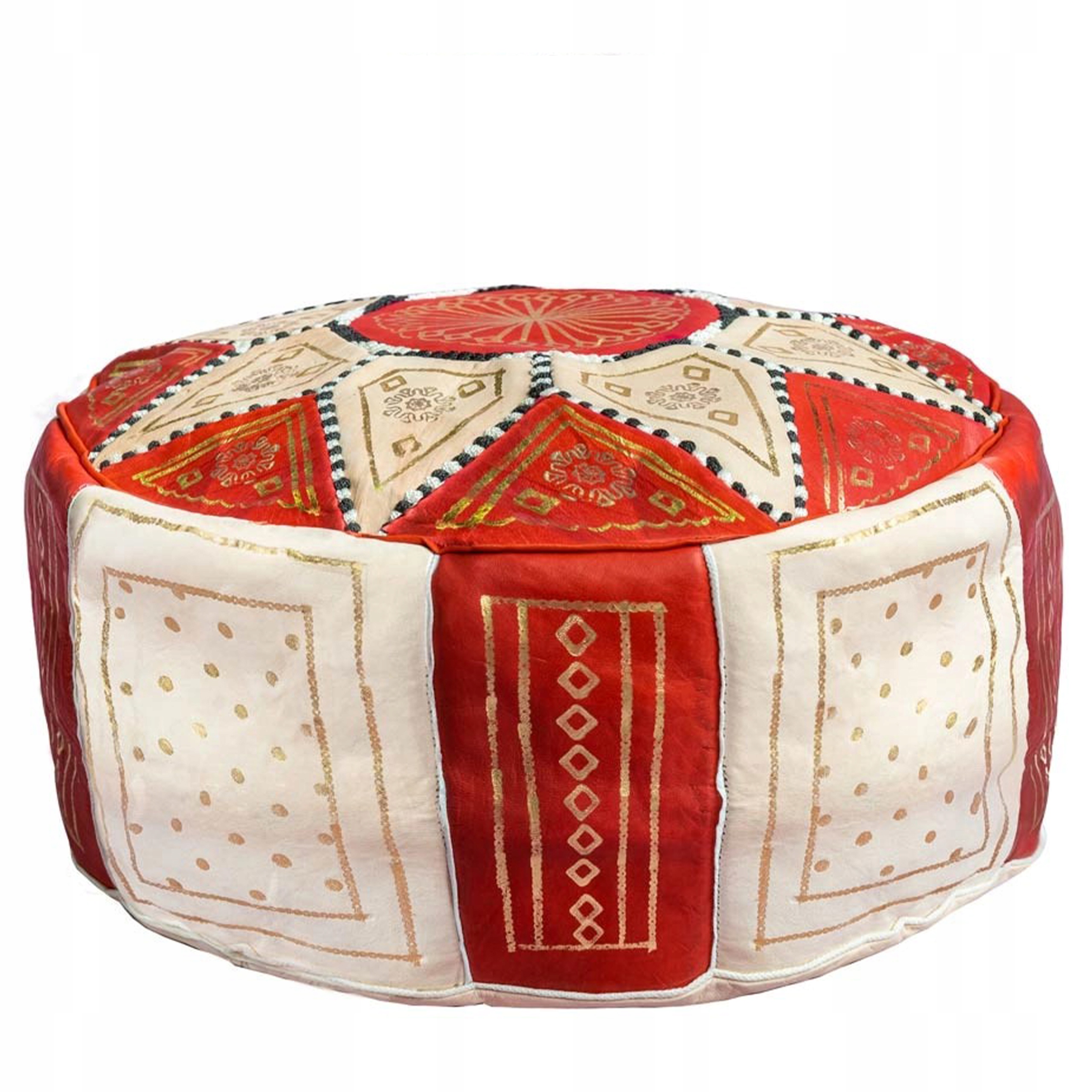 Taburetka Sedadlo Taburetka Pravá Koža Ručne Vyrobený Z Maroka Orientálny