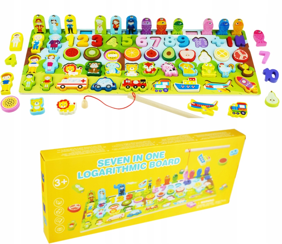 

Drewniana Sensoryczna Tablica Edu Montessori 7w1