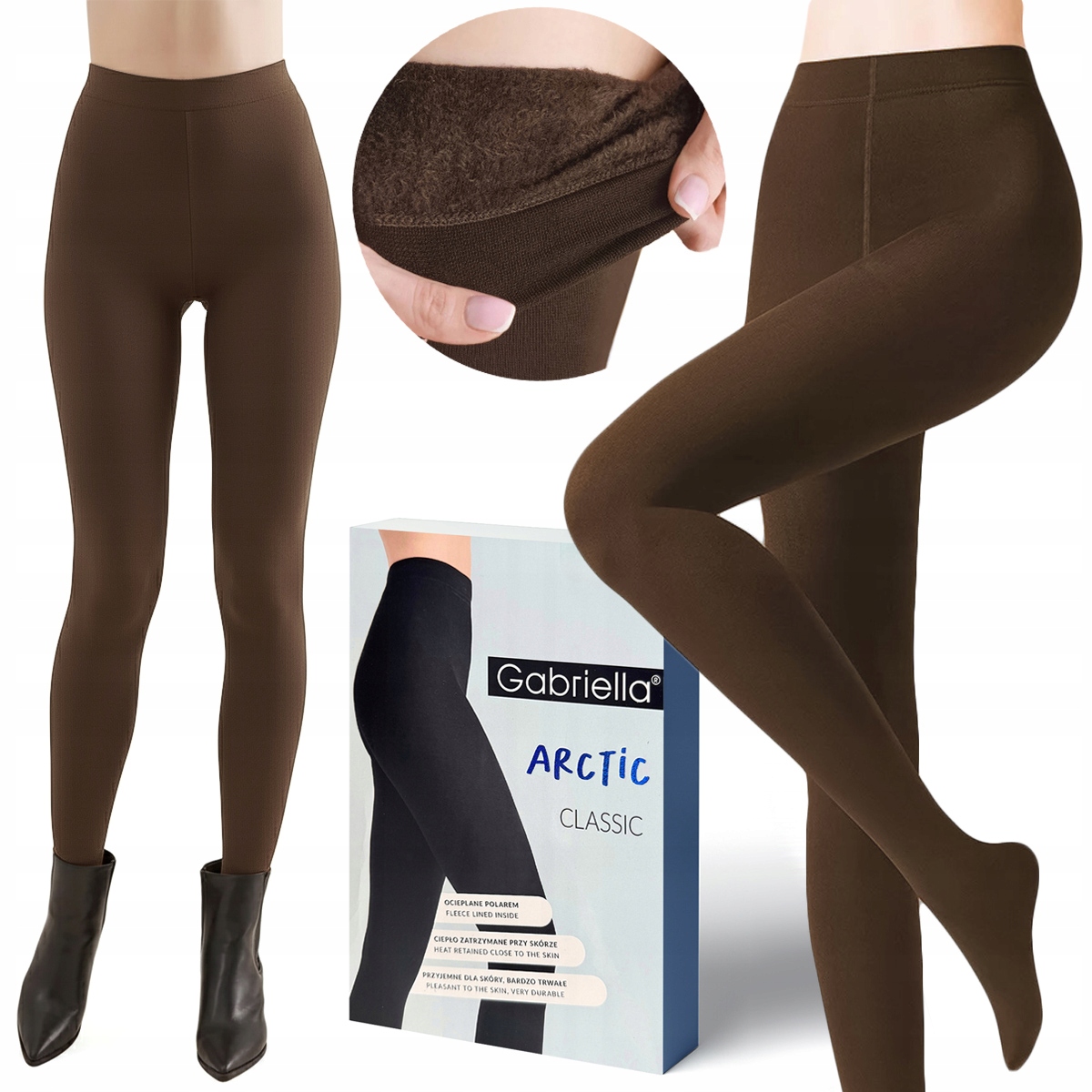 Zimní Flísové Punčocháče Gabriella Arctic 500DEN kávové 3