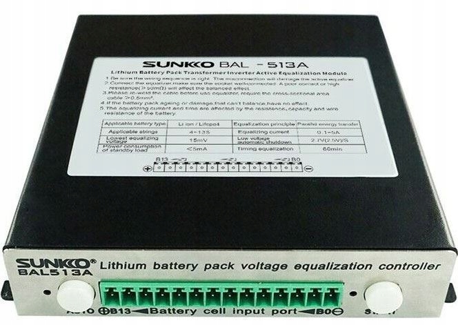 Balanser akumulatorowy SUNKKO BAL-513A 4-13S 5A do ogniw Li-Ion, LiFePO4