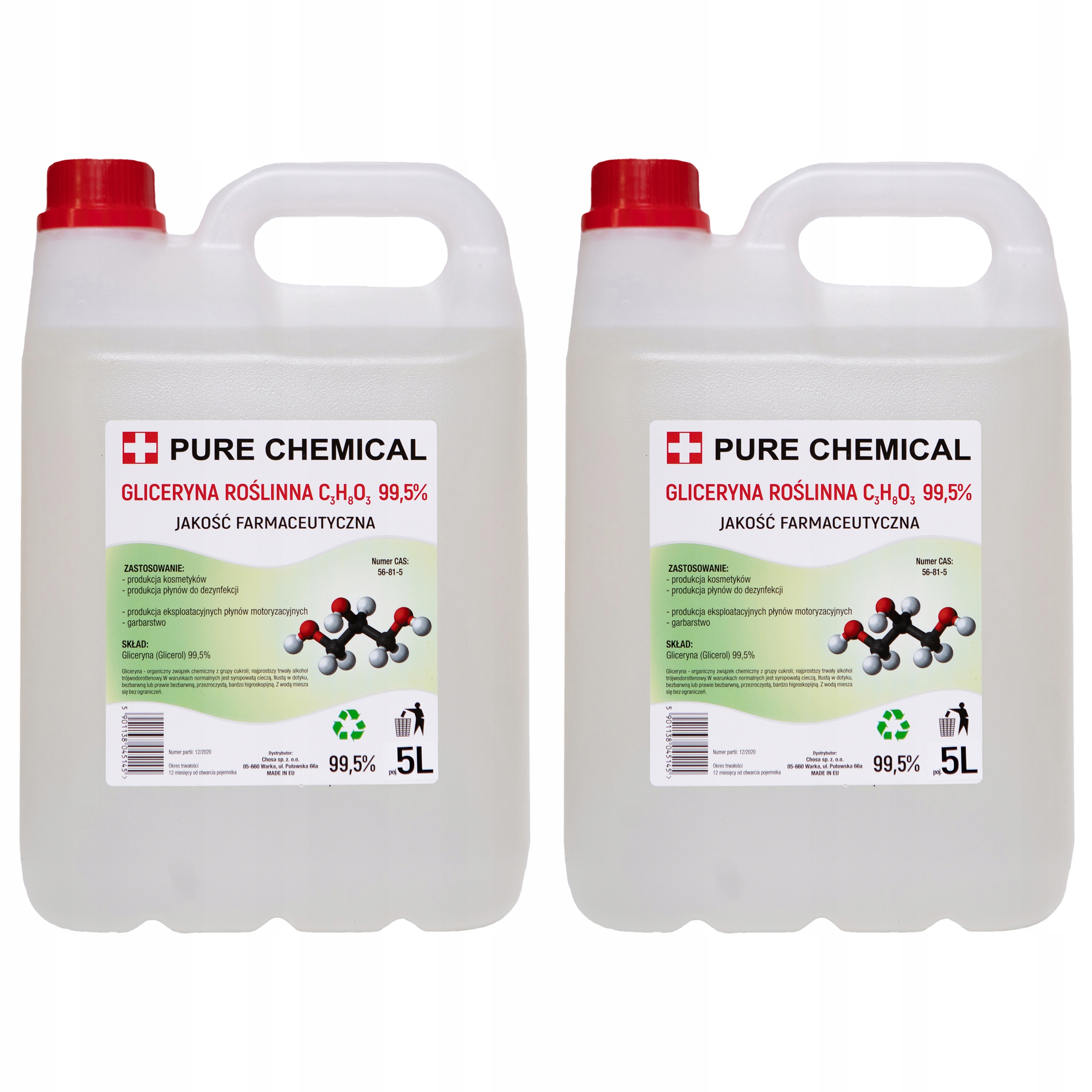 

Gliceryna roślinna Farmeceutyczna 99,5% 12,5kg 10L