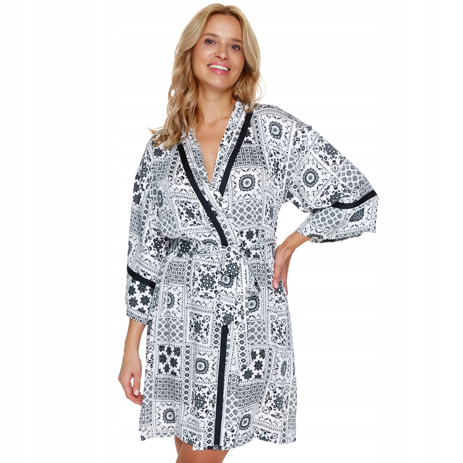 Doctor Nap SWW.7258 nákrčník viskóza vázaná černá bílá Župan XL