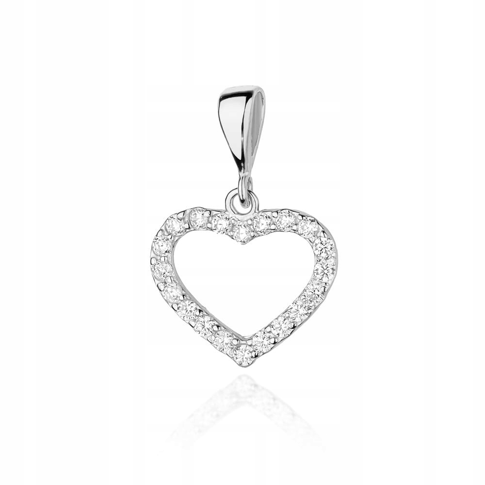 Přívěsek z bílého zlata 585 srdce s brilianty 0.5 g diamanty 14kt