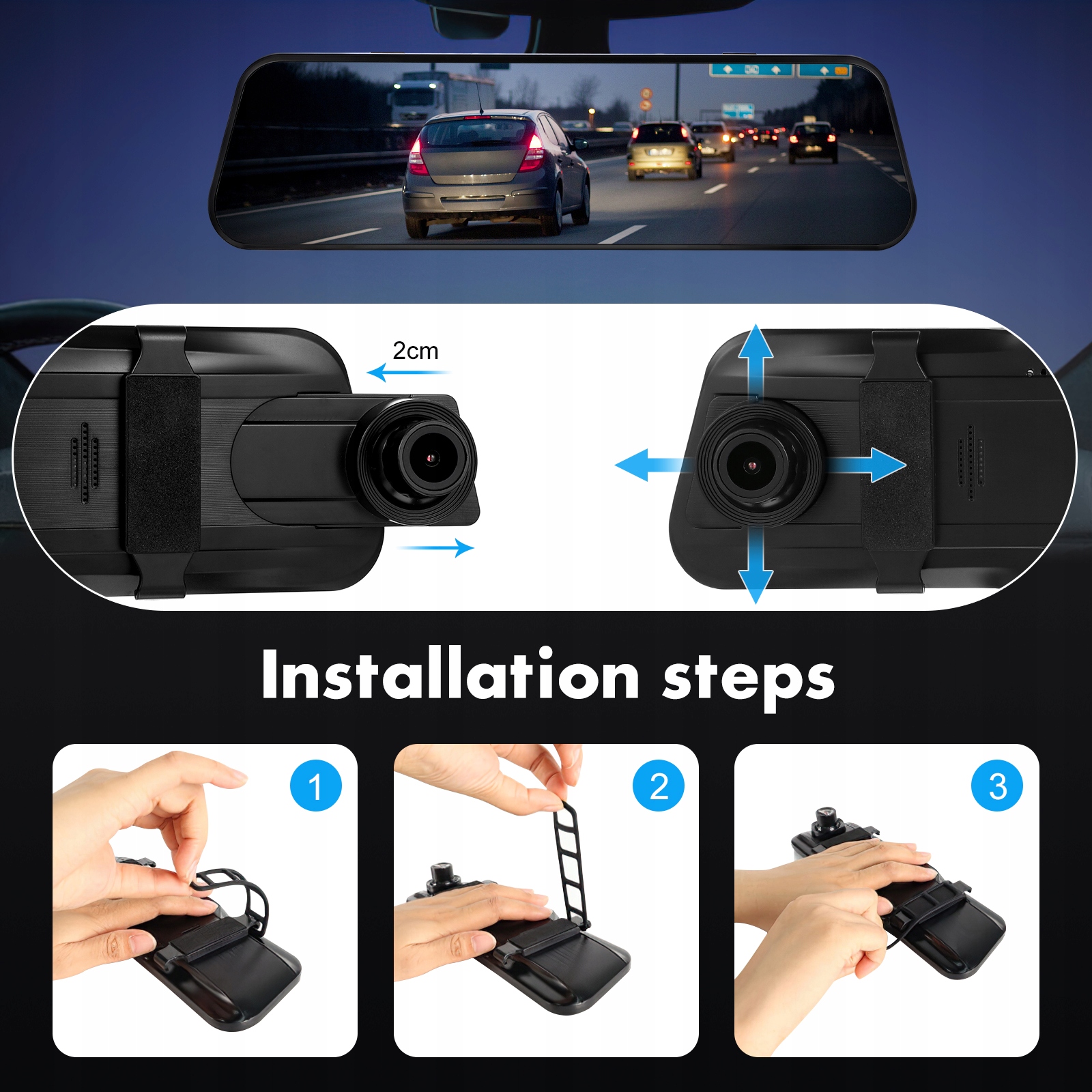 REJESTRATOR WIDEO W LUSTERKU SAMOCHODU KAMERA COFANIA REJESTRATOR JAZDY Marka bez marki