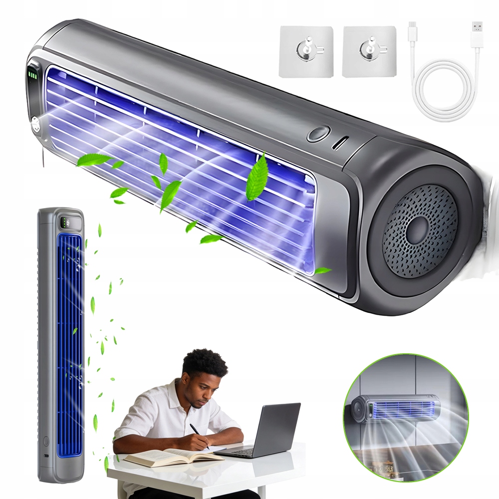 Bezłopatkowy Wentylator Wieżowy, Przenośny Wentylator Biurkowy Usb do Domu
