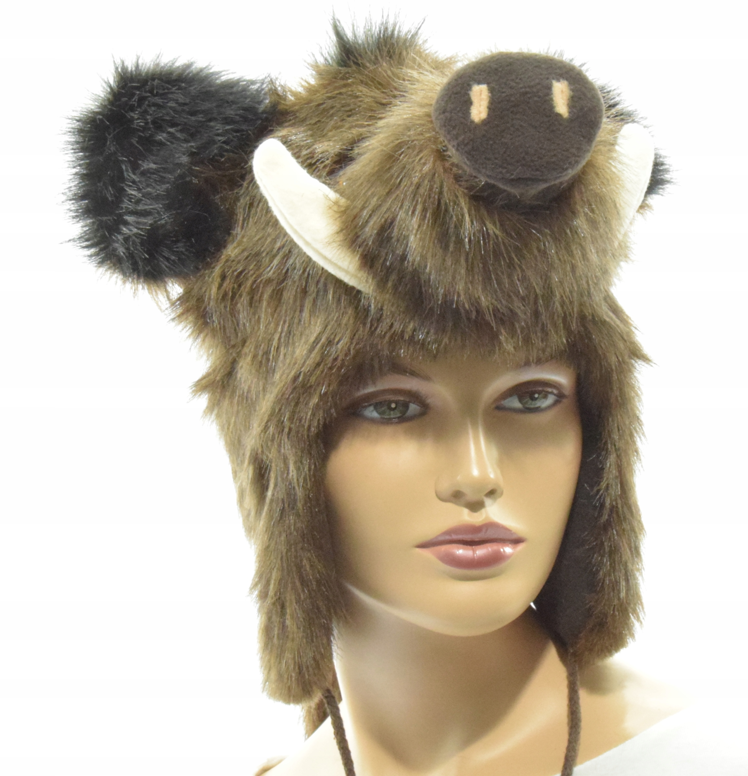 Czapka zimowa zwierzak DZIK - L Wzór dominujący bez wzoru