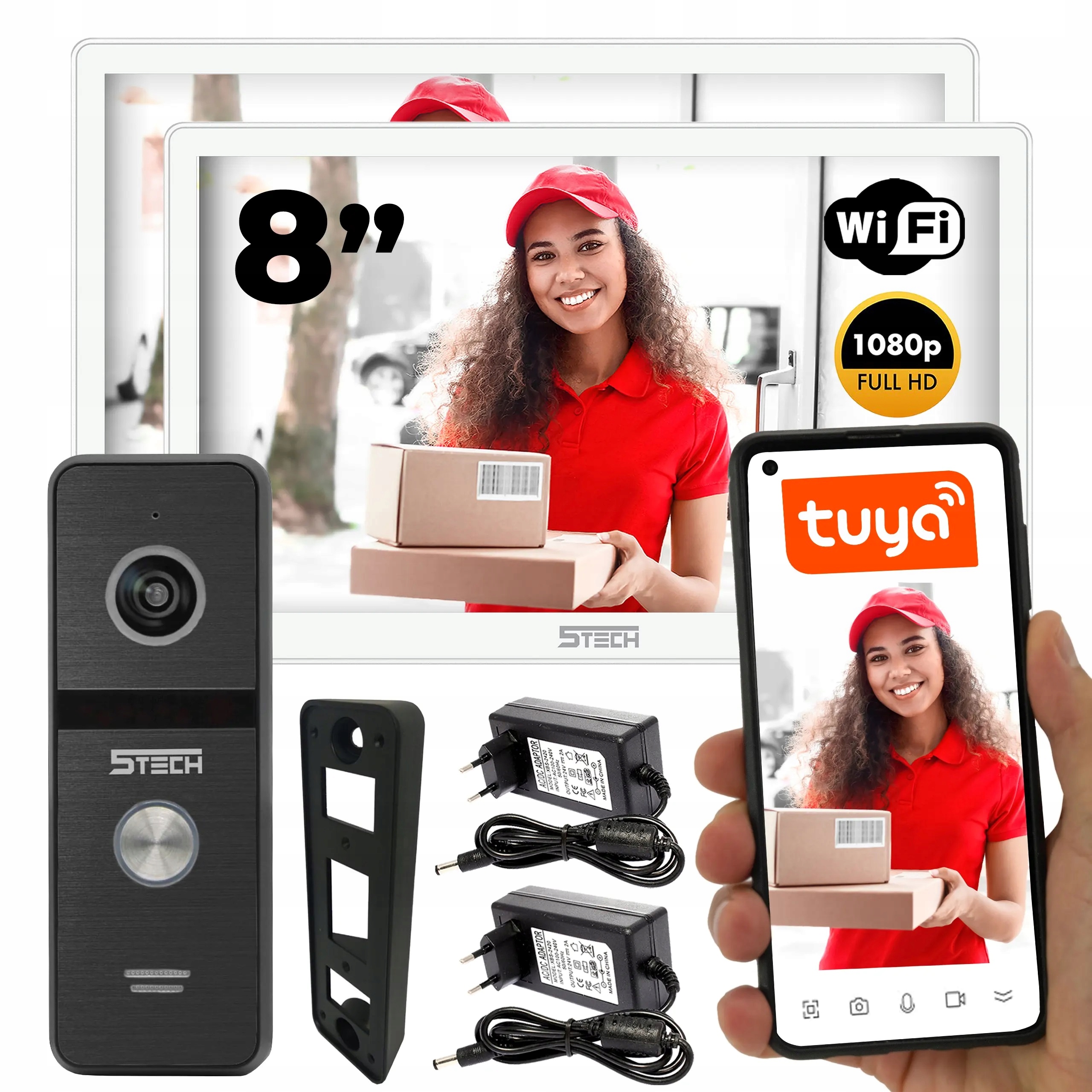 Wideodomofon Wifi Fhd 5tech 2x Monitory Verus One Plus 8" 84207a Aplikacja