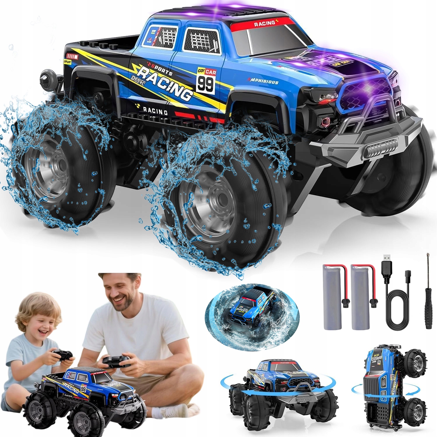 Zdalnie Sterowany Samochód Amfibijny 4X4 Monster Trucks Rc Zdalnie +pilot