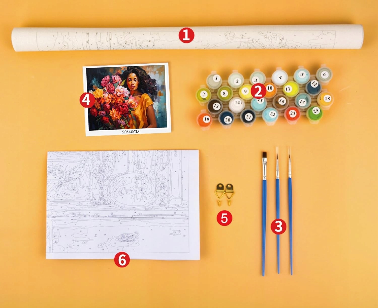 TISHIRON Malowanie po numerach Kobieta z kwiatami 21x13.5 cm Kod producenta X001T7LNCP