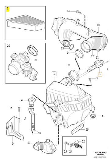 Filtr powietrza Volvo S80 V70 30740955 ASO Numer katalogowy części 30740955