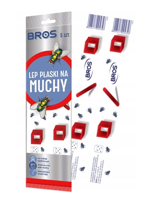 BROS lep płaski 5-pak NA MUCHY MUSZKI KOMARY