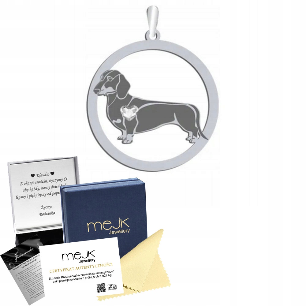 Stříbrný přívěsek s jezevčíkem krátkosrstým 925 Dárek Žena Věnování