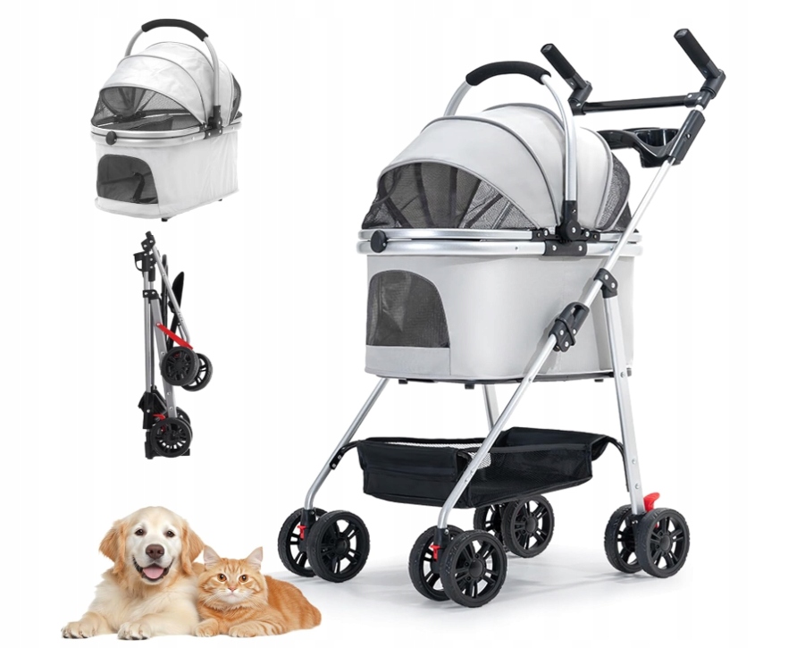 Levně Sportovní Kočárek pro psa kočku Zvířata Přepravka Skládací do 20 kg 3v1