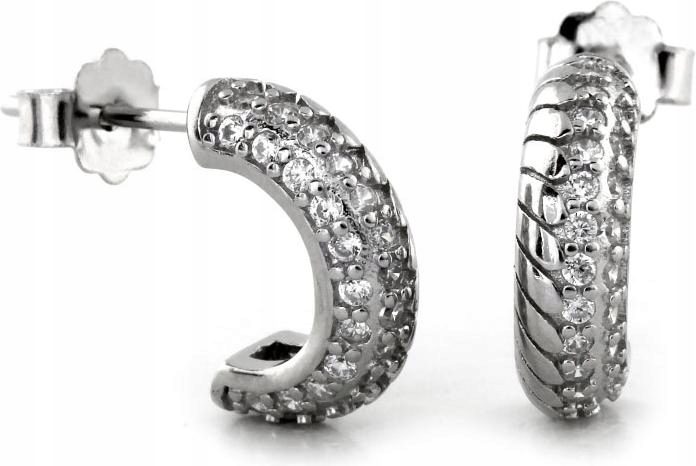 Stříbrné náušnice 925 půlkruhové tyčinky se zirkony 2,52 g, originální vzor
