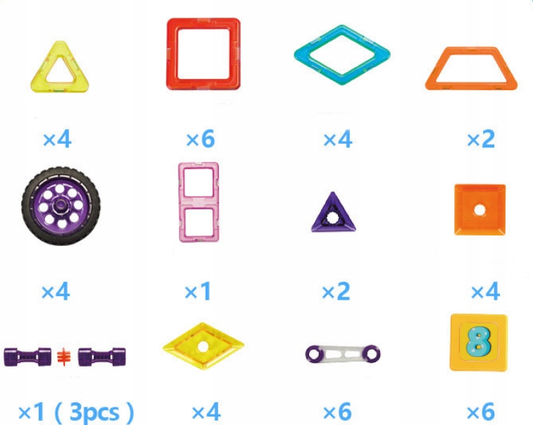 KLOCKI MAGNETYCZNE KONSTRUKCYJNE 3D Magical Magnet 46 elementów Materiał plastik inny