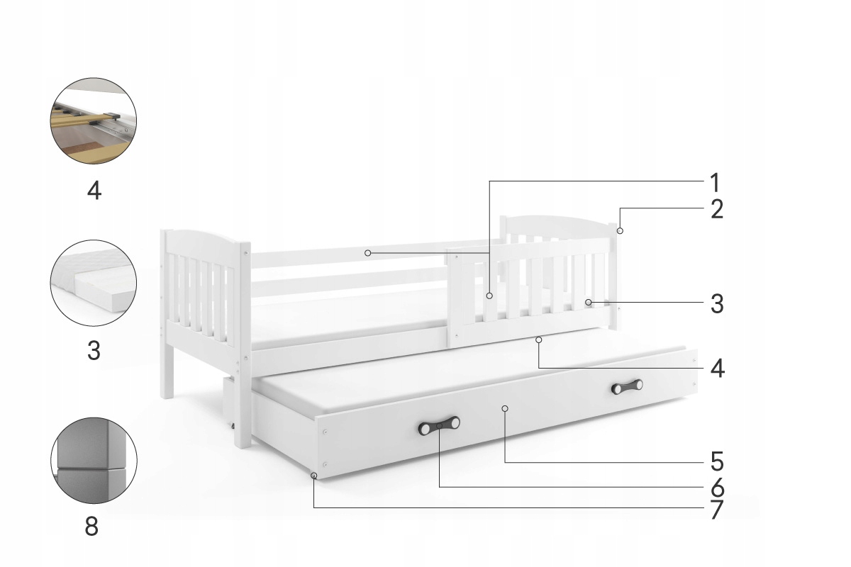 Łóżko piętrowe dla dwójki dzieci Kubuś 190x80 Kod producenta 41219011105801100003519111