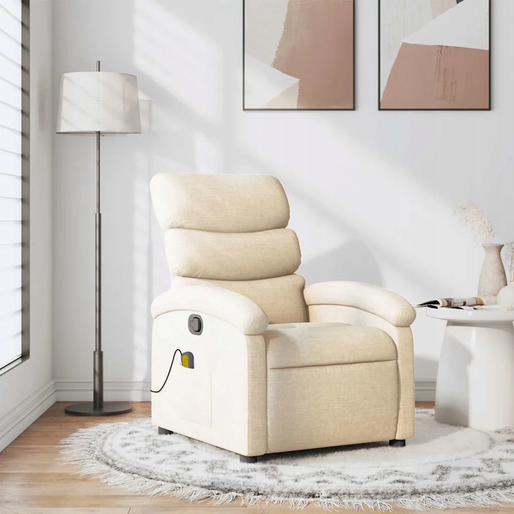 Masážní polohovací křeslo krémové textil Krémová 371710
