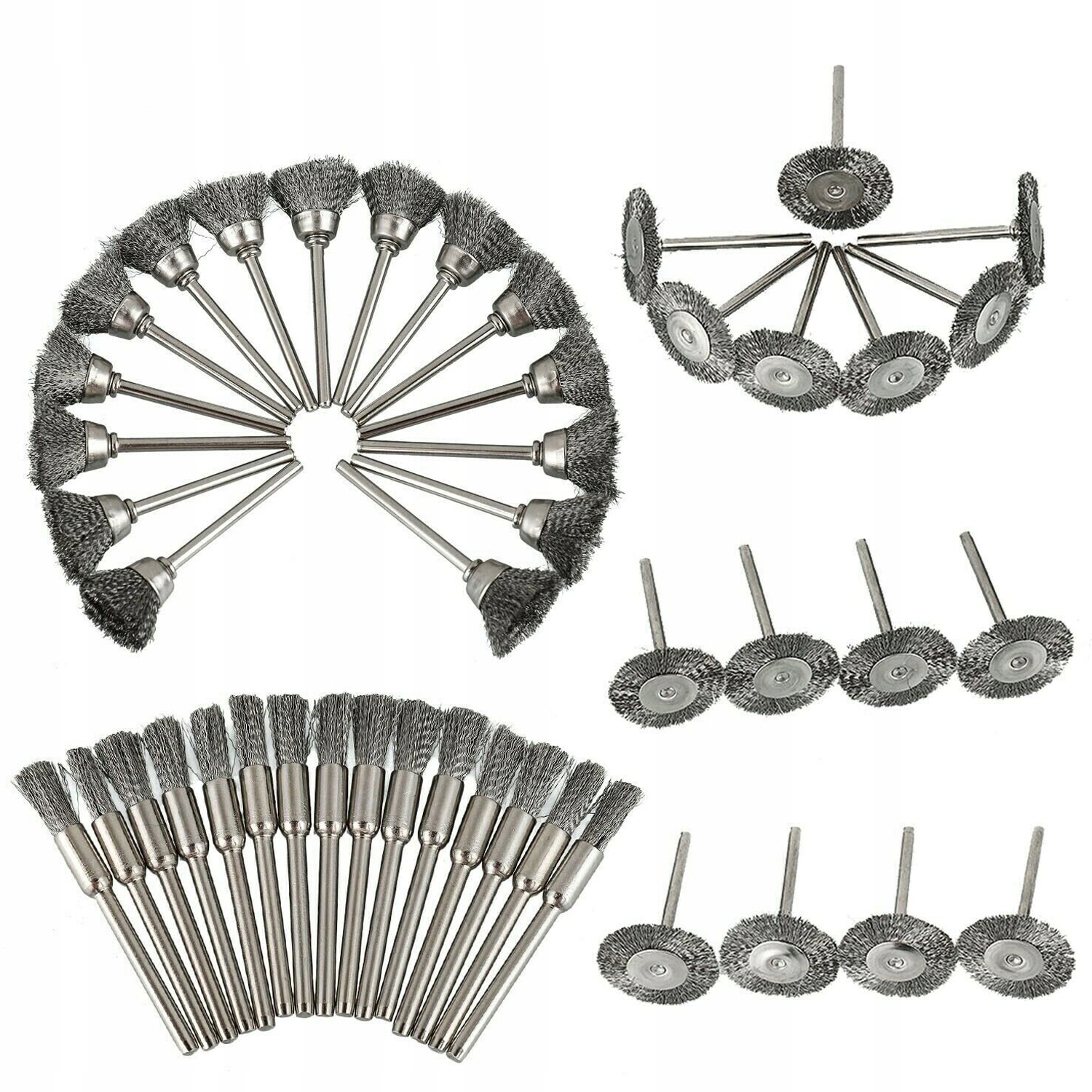 ZESTAW SZCZOTEK DRUCIANYCH INOX DO USUWANIA BURRS RUST 45 EL.