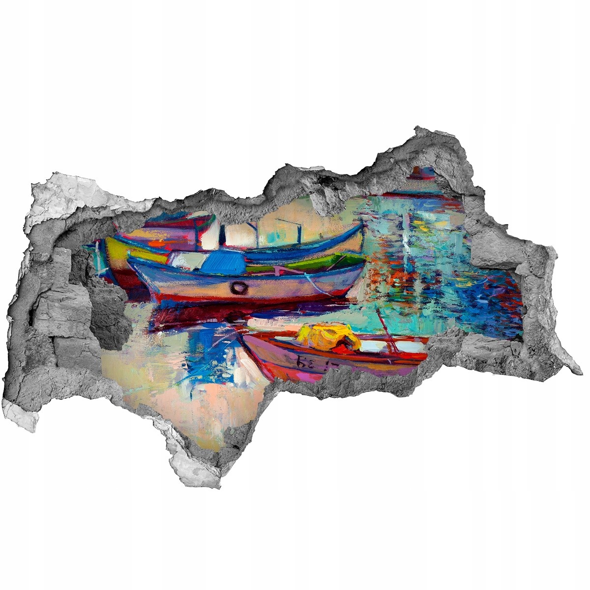 

Foto zdjęcie dziura na ścianę Kolorowe łódki 95x73