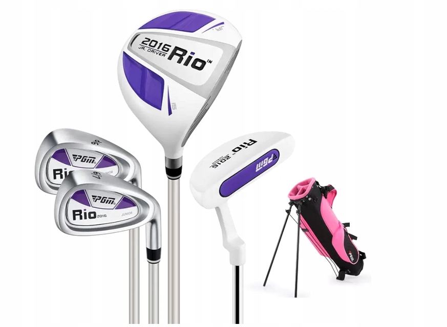 Sada golfových holí pro děti s přepravní taškou Pgm Růžová Fialová