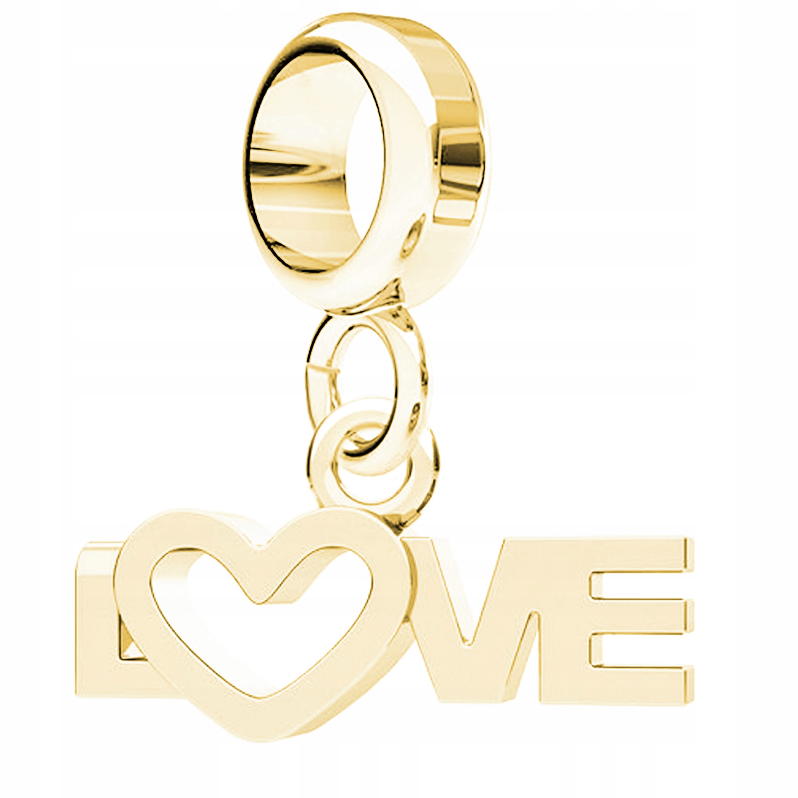 Zlatý přívěsek Charms Love Miłość stříbro 925