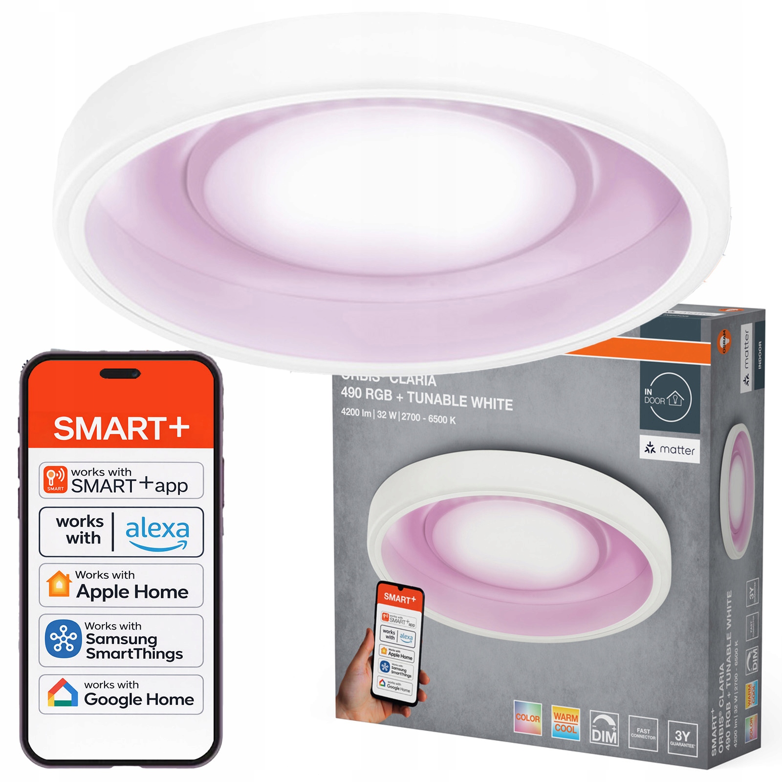 Stropné Svietidlo Led nástenné svietidlo 32W 3150lm Cct Smart+ WiFi Matter Osram