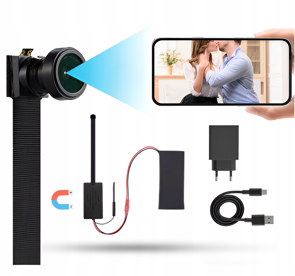 Mini Špionážní Kamera Skrytá Detekce Pohybu Wifi Magnet Široký Úhel 150°