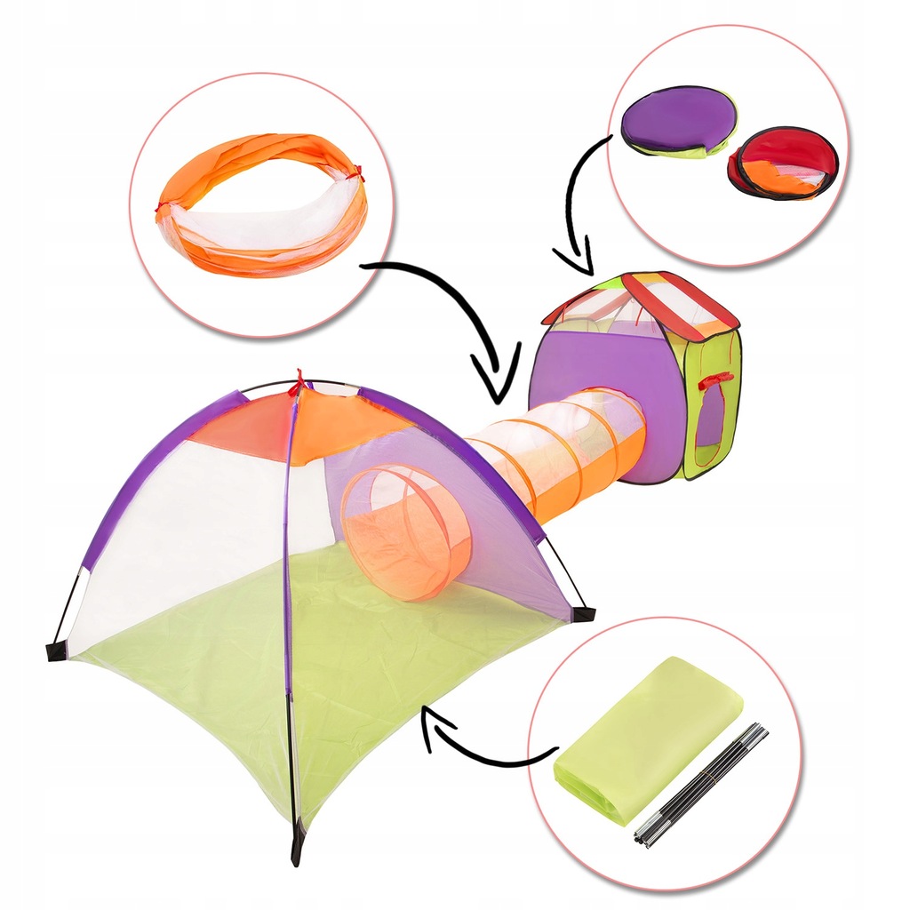 NAMIOT DLA DZIECI DOMEK TUNEL BASEN DO DOMU OGRODU ZESTAW + 200 Piłek *HIT* Marka Malatec