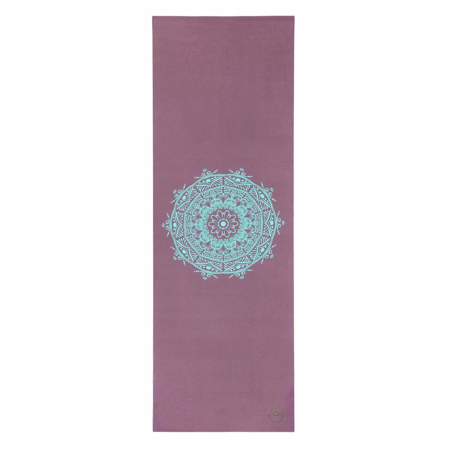 Mata do ćwiczeń jogi Bodhi Leela 4,5mm fioletowa z mandalą antypoślizgowa