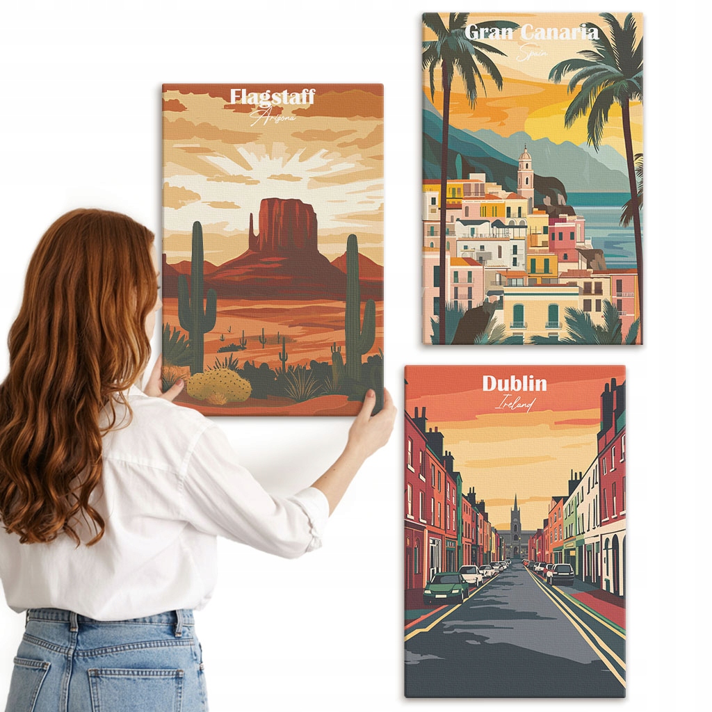 Kolekce obrazů na plátně Komplet krajin měst přírody 3x 40x60 cm