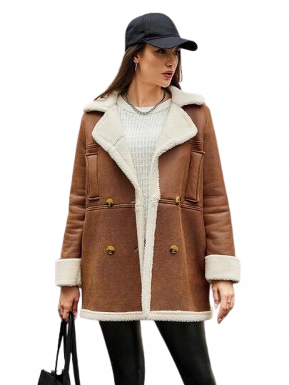 Shein Dámská Bunda S Kožíškem Hnědá M L_b