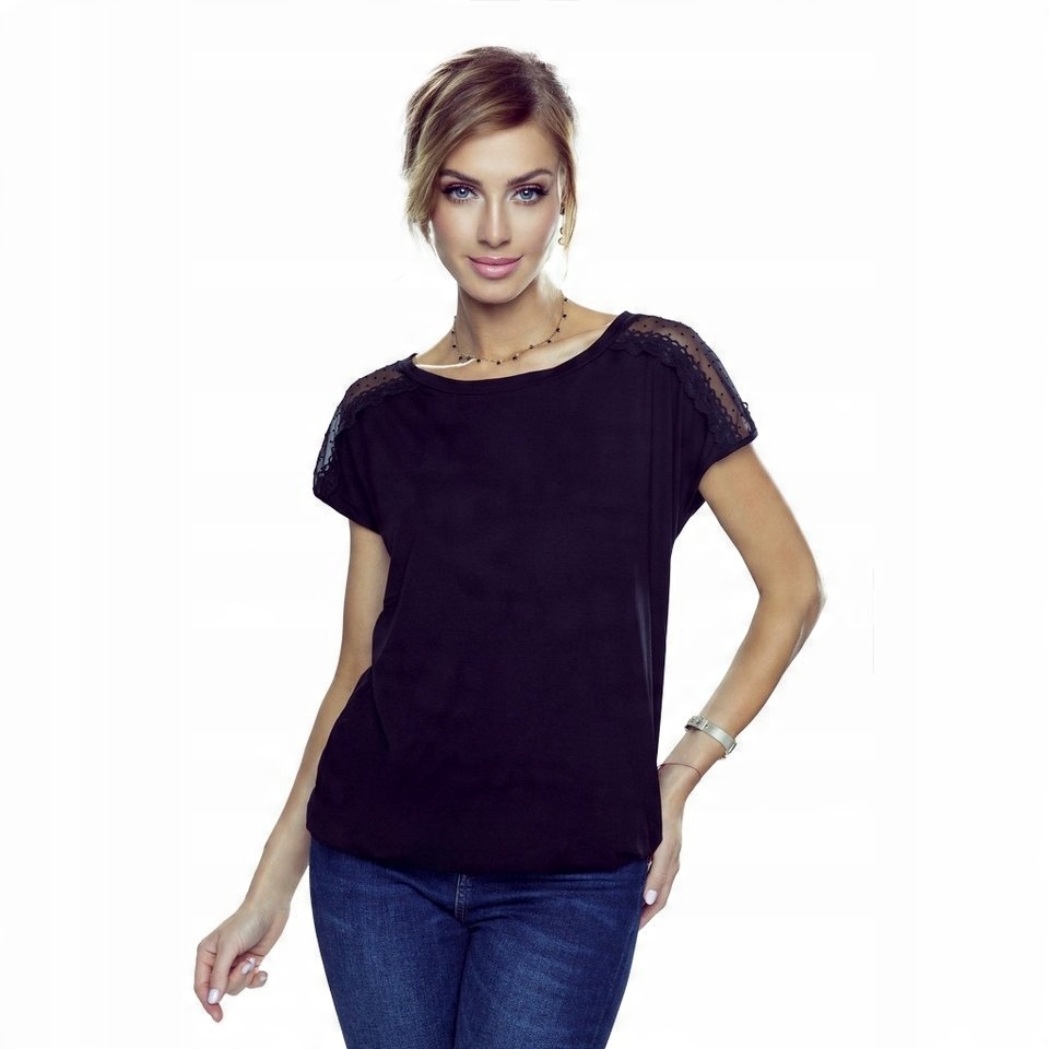 

Eldar Dagna luźniejszy t-shirt koronka czarny S
