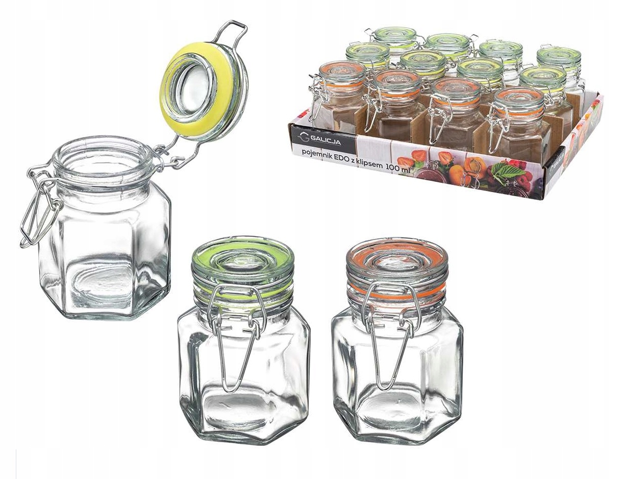 

12x Pojemnik szklany hermetyczny słoik Edo 100 ml