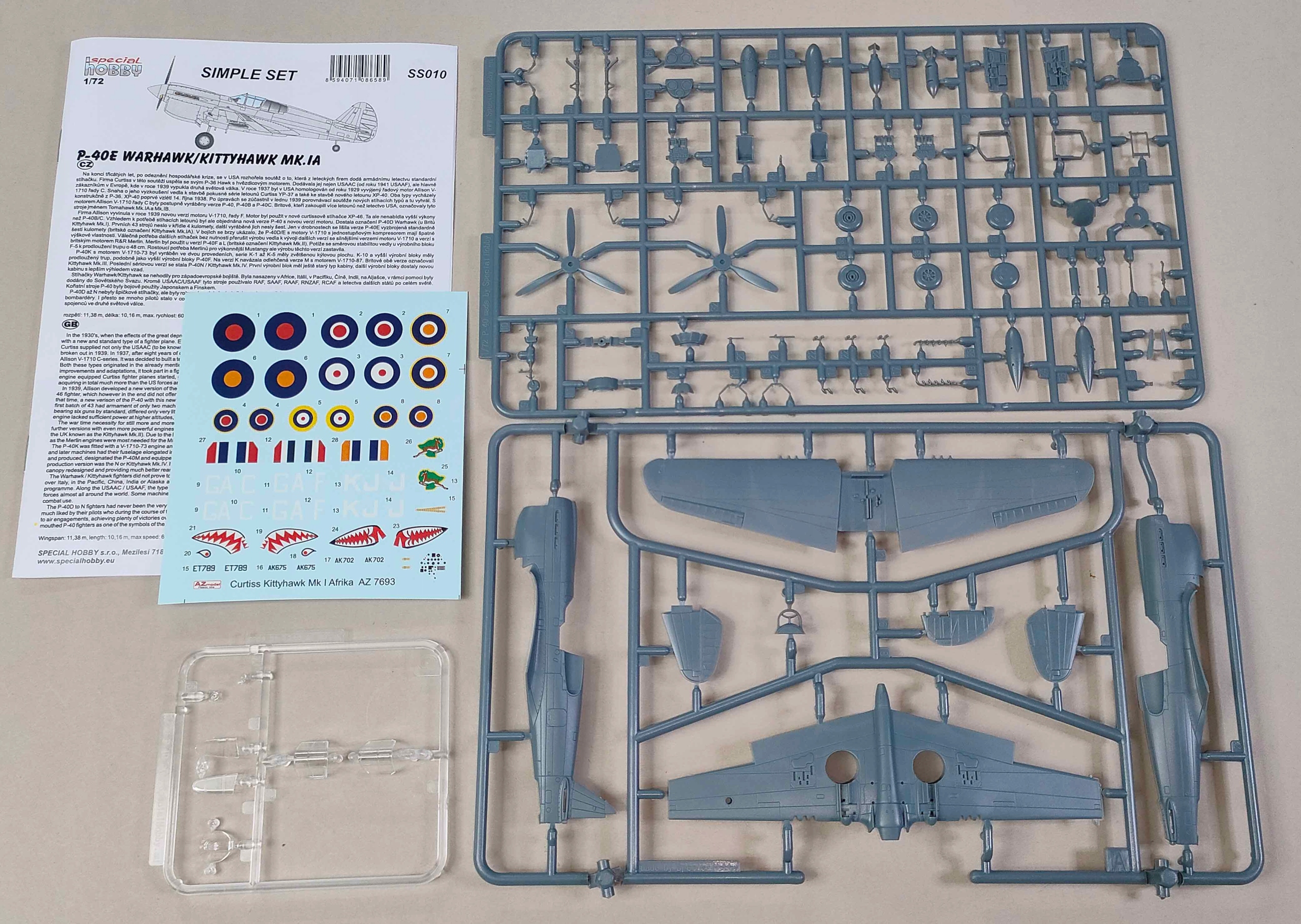 P-40E Warhawk/Kittyhawk Mk.IA SIMPLE SET Simply Set SS010 1/72 J-90