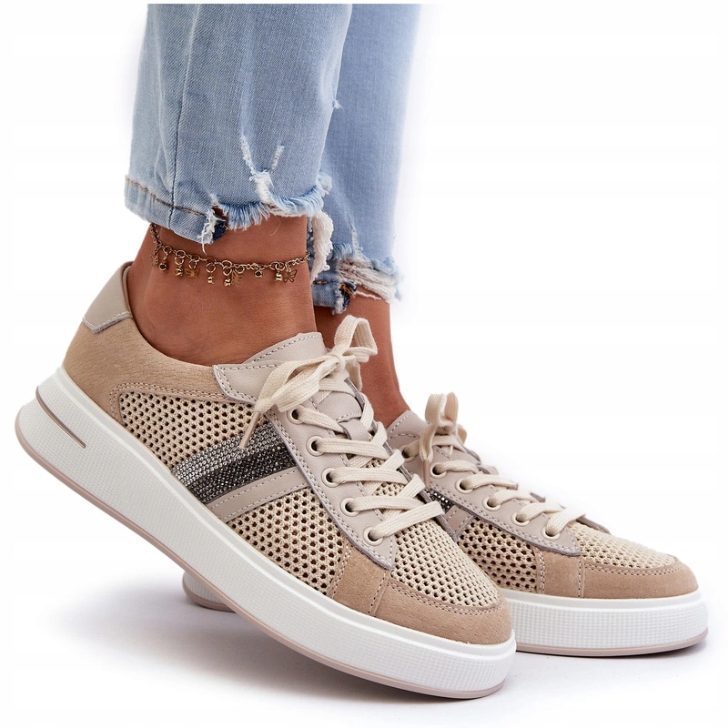 Dámské Semišové Tenisky Na Platformě D&a LR110 Béžové 37