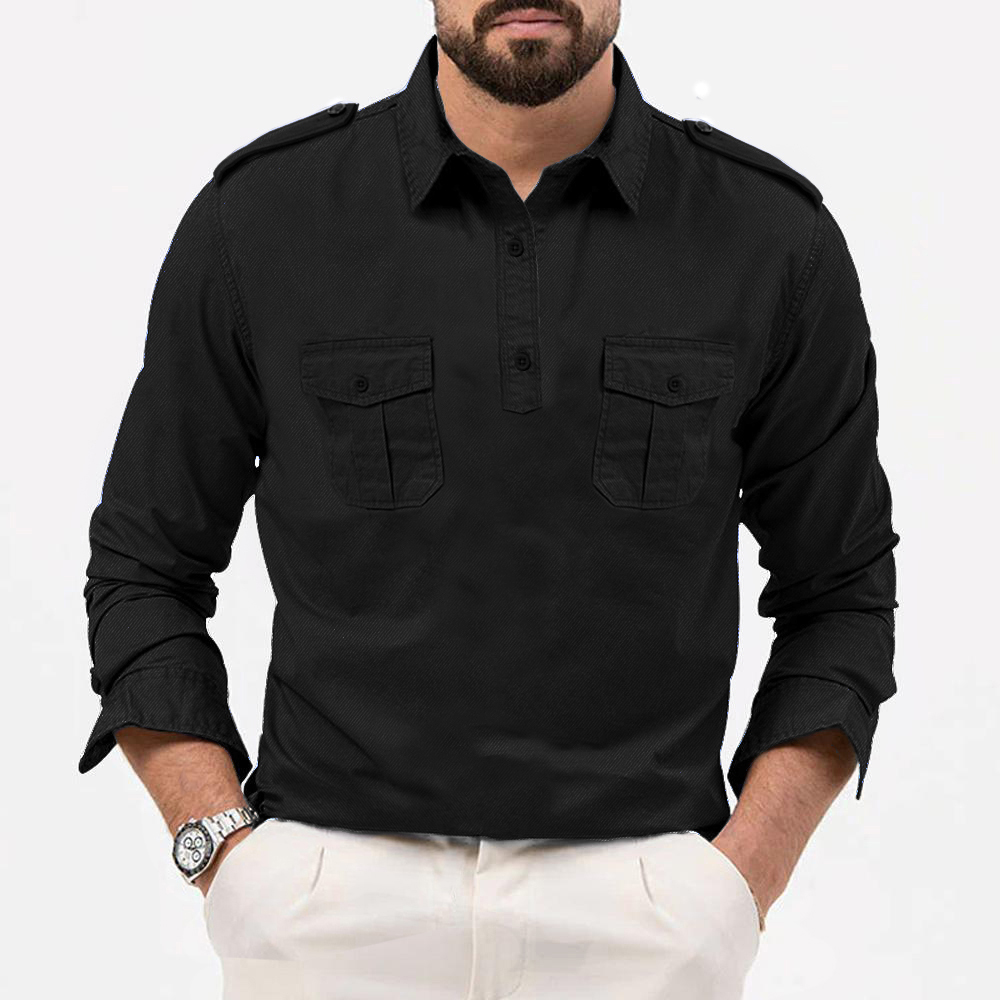 Pánská košile Denní halenka s dlouhým rukávem Kapsy Polo