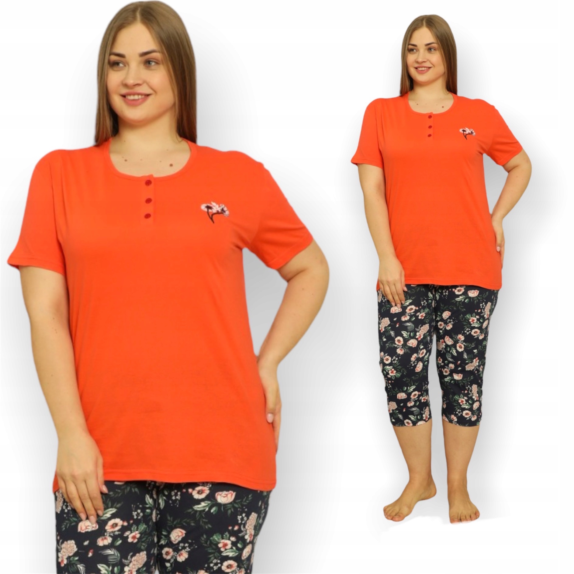 

Pizama Damska Duze Rozmiary Krotki RĘK.3/4 Spodnie