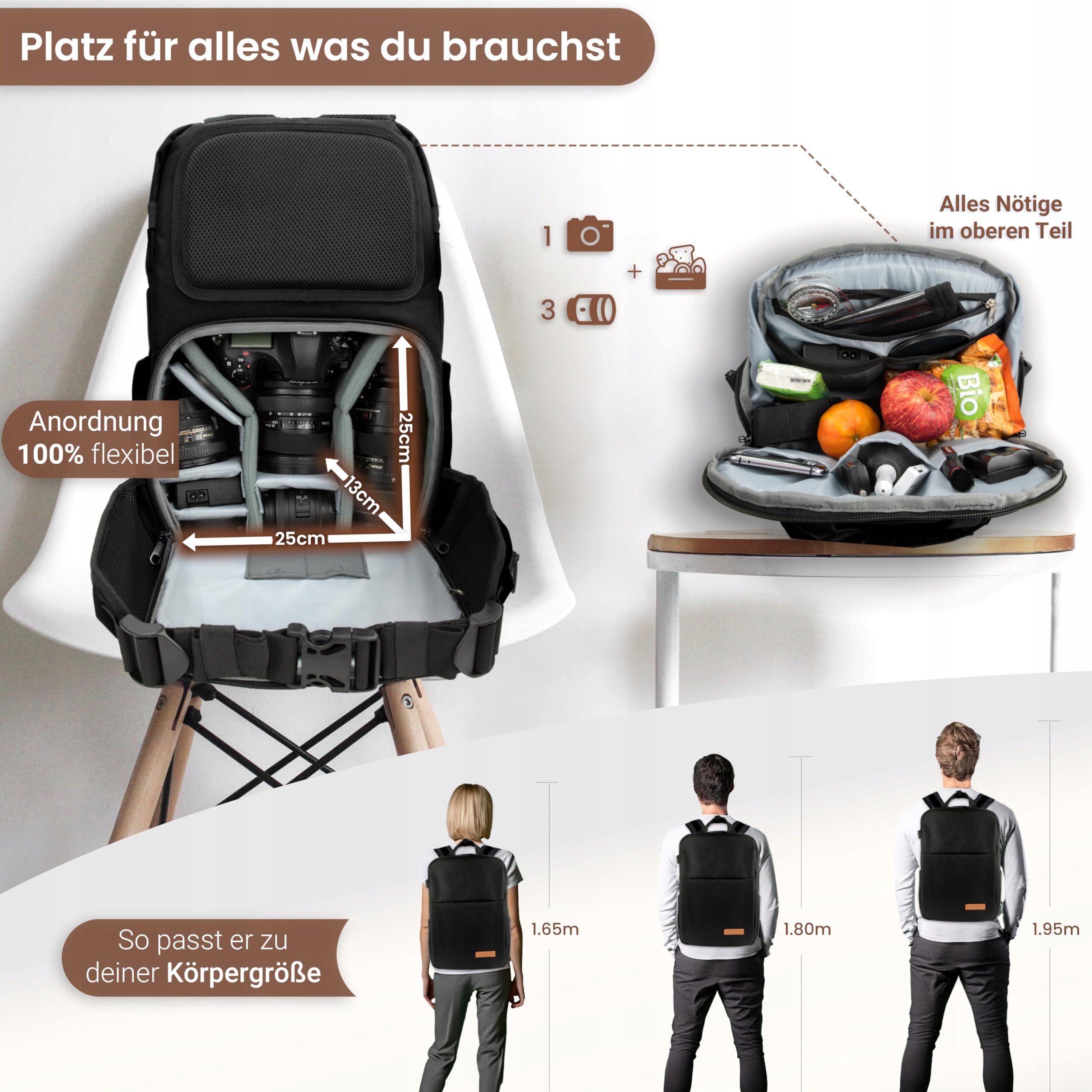 ENTDECKBAG Plecak Na Aparat Antykradzieżowy Z Przegrodą Na Laptop 14" — miniatura 4