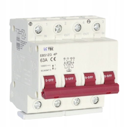 497319 EBS1ZG Modulární izolační odpojovač 4P 63A 1000V DC Lctec