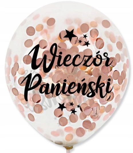 

Balony Wieczó Panieński Z Konfetti Różowe Złoto 5