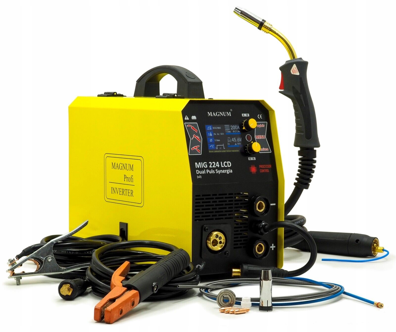 MAGNUM MIG 224 DUAL PULS LCD SYNERGIA 200A MMA TIG