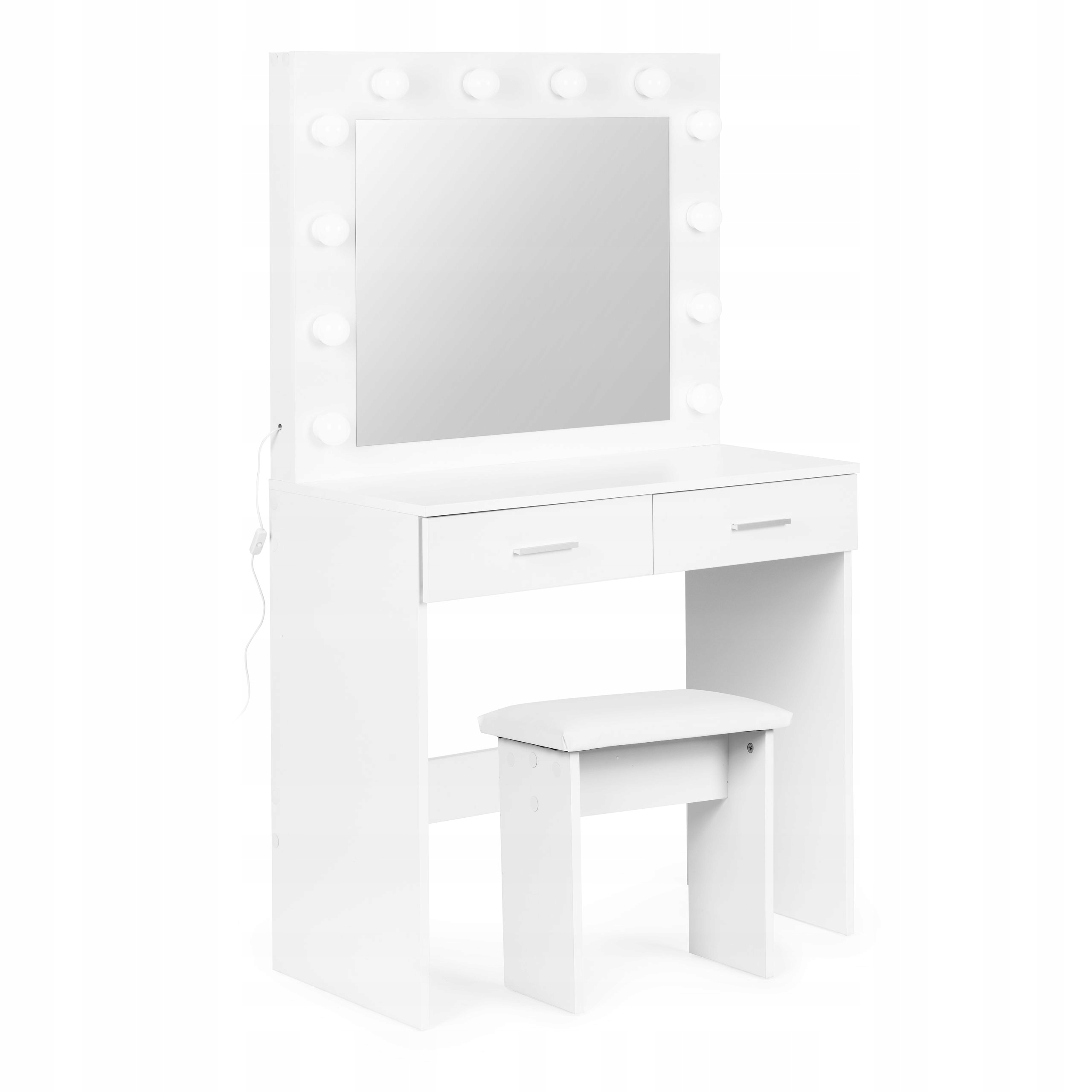 DUŻA NOWOCZESNA TOALETKA KOSMETYCZNA LUSTRO SZUFLADY OŚWIETLENIE Montaż meble do samodzielnego montażu